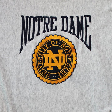 Vintage 90s Grey + Blue Notre Dame Embroidered Crewneck | Rebalance Vintage.