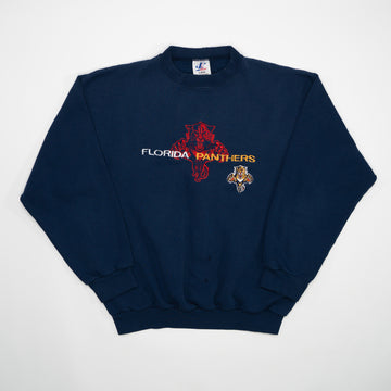 Vintage 90s Navy Blue Florida Panthers Crewneck (L) | Rebalance Vintage.