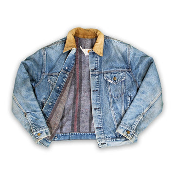 Vintage 80s Jean Carhartt Corduroy Collar Jean Jacket (M) | Rebalance Vintage.