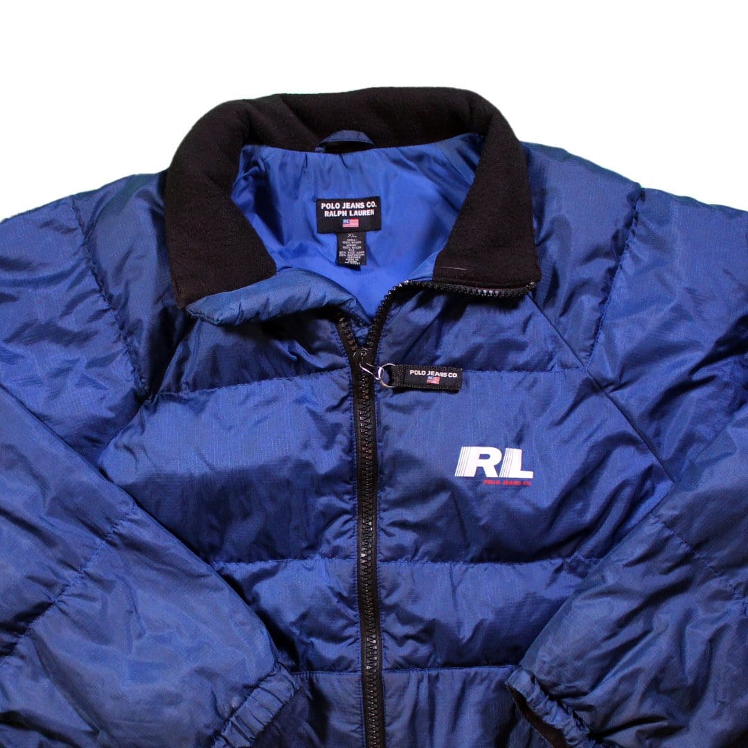 Vintage RL Polo Jeans Blue Puffer Jacket | Rebalance Vintage.