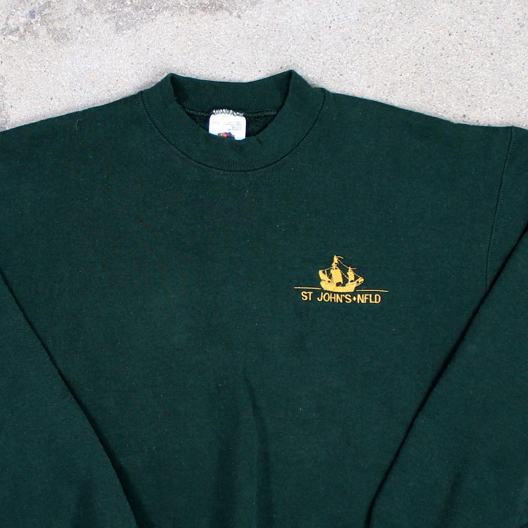Vintage 90s Green St Johns NFLD Crewneck | Rebalance Vintage.