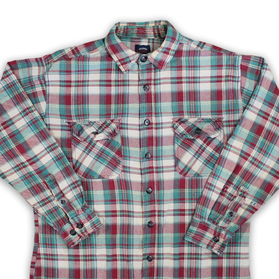 Vintage Red + Turquoise Plaid Button Up (L) | Rebalance Vintage.