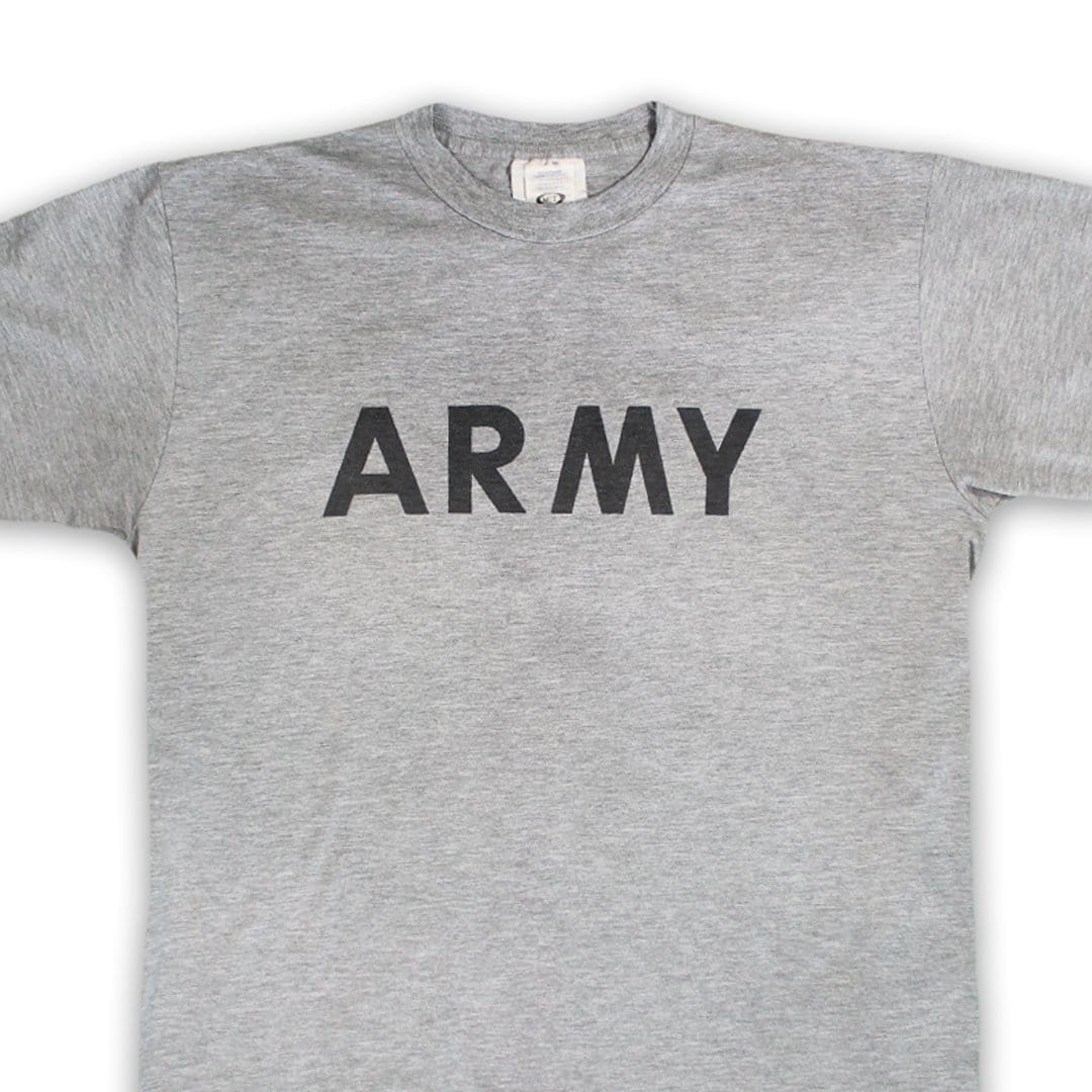 Vintage Grey Army Spell Out Tee (L) | Rebalance Vintage.