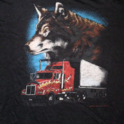 Vintage 90s Wolf x Flame 18-Wheeler Tee (L)