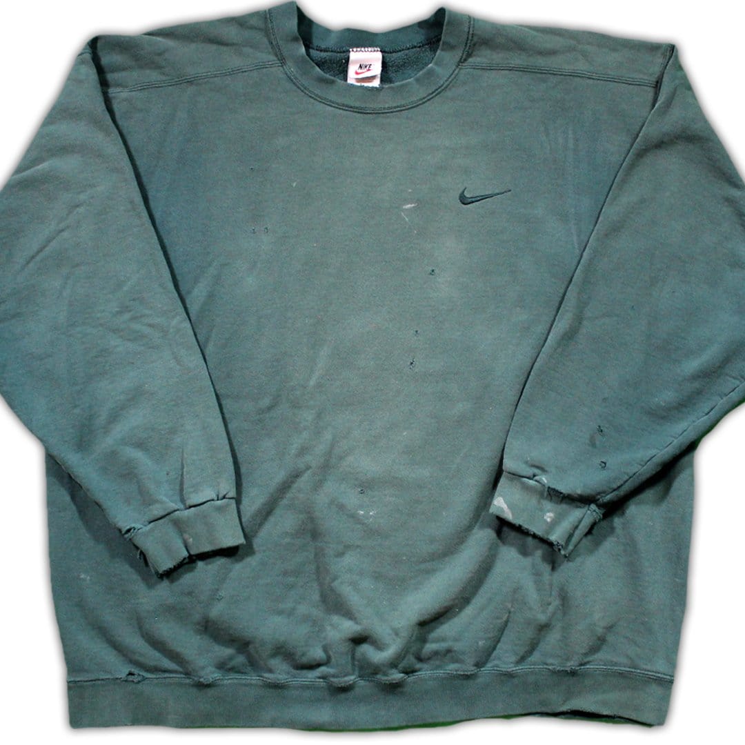 Vintage 90s Green Rugged Nike Check Crewneck | Rebalance Vintage.