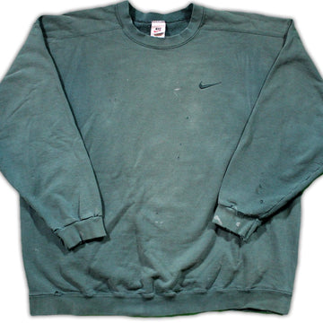 Vintage 90s Green Rugged Nike Check Crewneck | Rebalance Vintage.