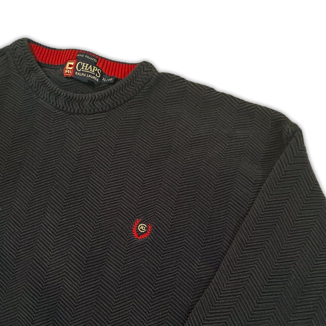 Vintage 90s Navy Textured Chaps Sweater | Rebalance Vintage.