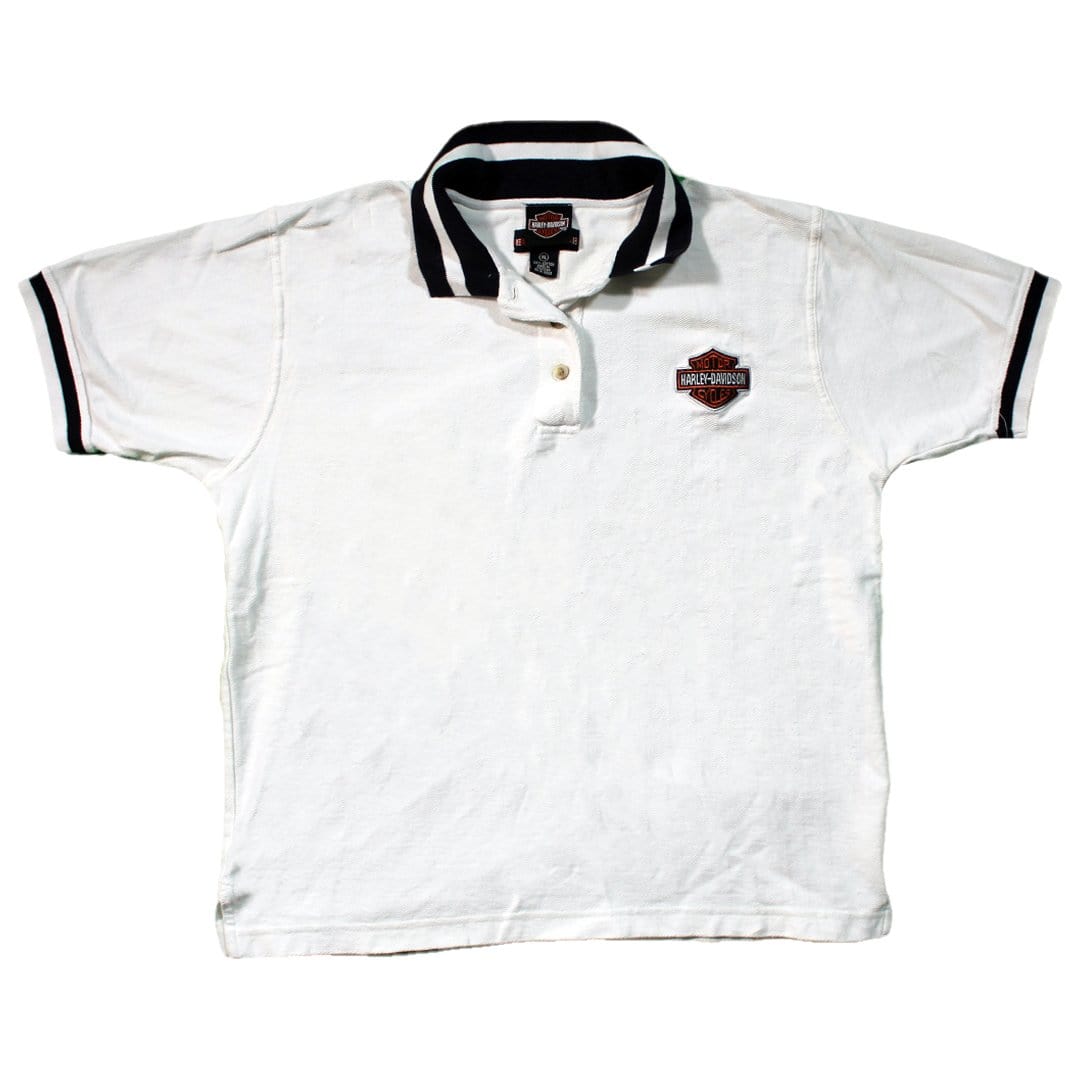 Vintage White Harley Davidson Polo Shirt (L) | Rebalance Vintage.