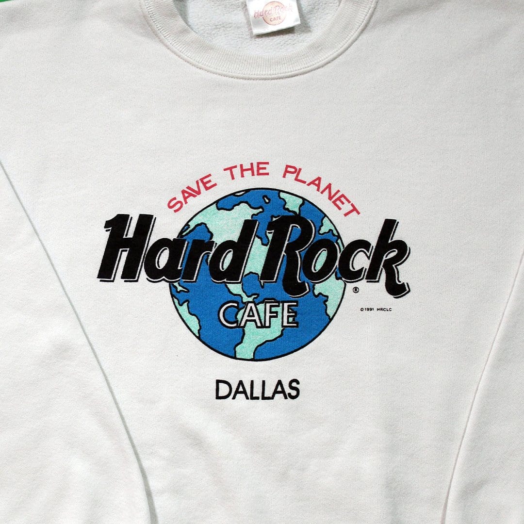 Vintage '91 Hard Rock Cafe Dallas 'Save the Planet' Crewneck | Rebalance Vintage.