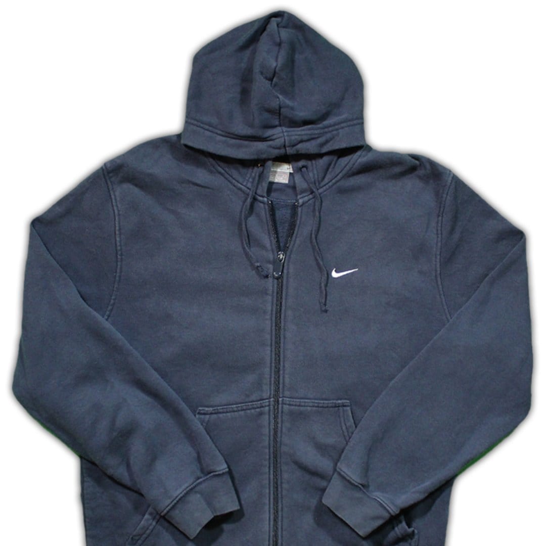 Vintage Navy-Blue Nike Essential Zip Up Hoodie | Rebalance Vintage.