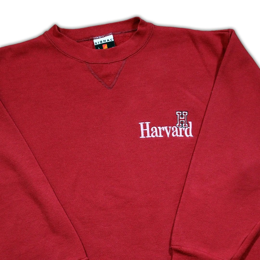 Vintage Red Harvard Embroidered Crewneck | Rebalance Vintage.