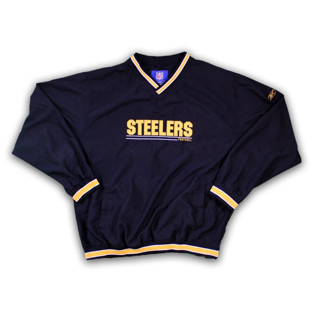 Vintage Reebok Steelers V Neck Pull Over Windbreaker (XL) | Rebalance Vintage.