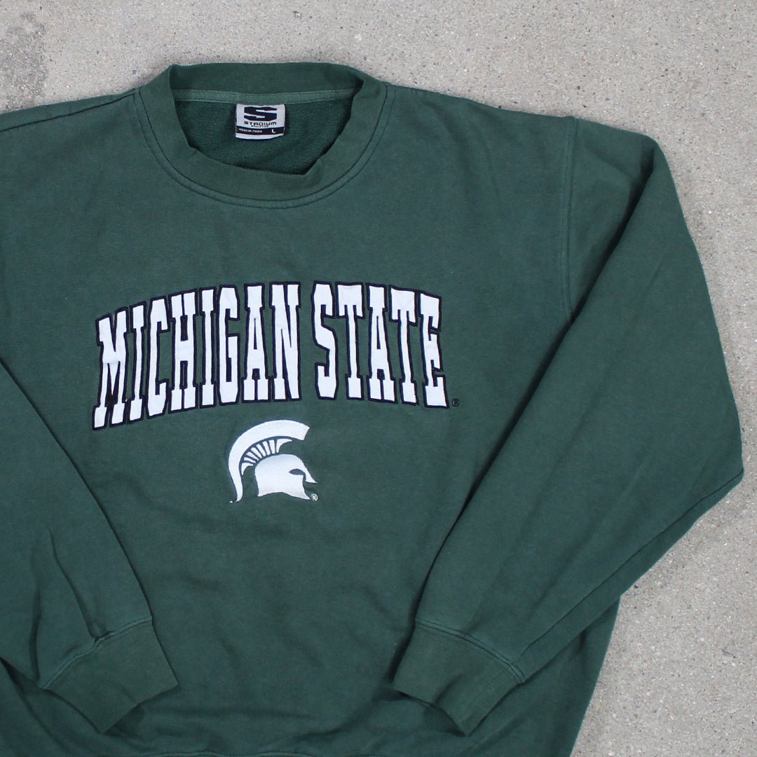Vintage 90s Green Michigan State Spartans Crewneck | Rebalance Vintage.