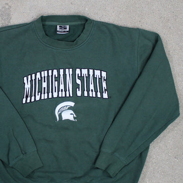 Vintage 90s Green Michigan State Spartans Crewneck | Rebalance Vintage.