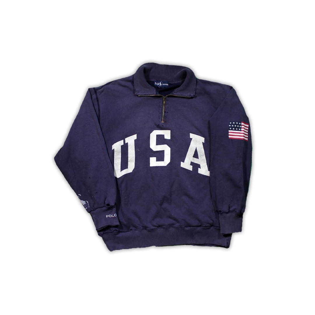Vintage Polo USA Spell Out 1/4 Zip Sweater | Rebalance Vintage.