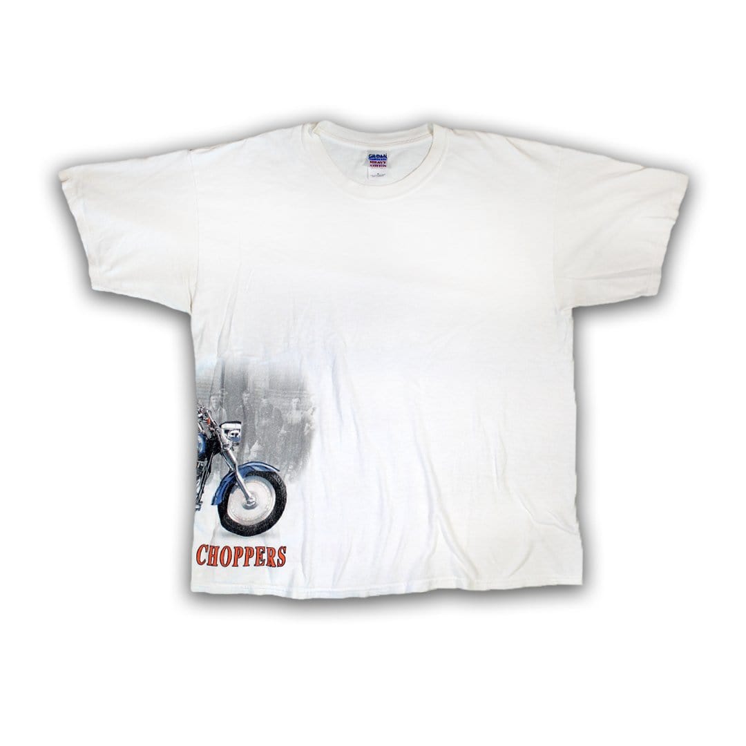 Vintage White Northern County Choppers Rap Around Tee (XL) | Rebalance Vintage.