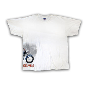 Vintage White Northern County Choppers Rap Around Tee (XL) | Rebalance Vintage.
