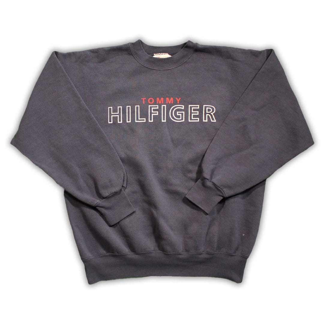 Vintage Blue Tommy Hilfiger Spell Out Crewneck | Rebalance Vintage.