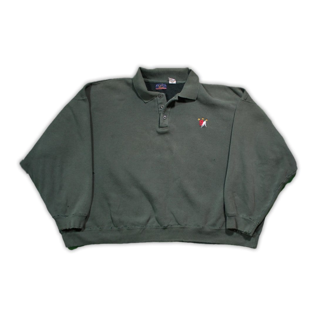 Vintage Green #9 Hockey 1/4 Button Up Sweater | Rebalance Vintage.