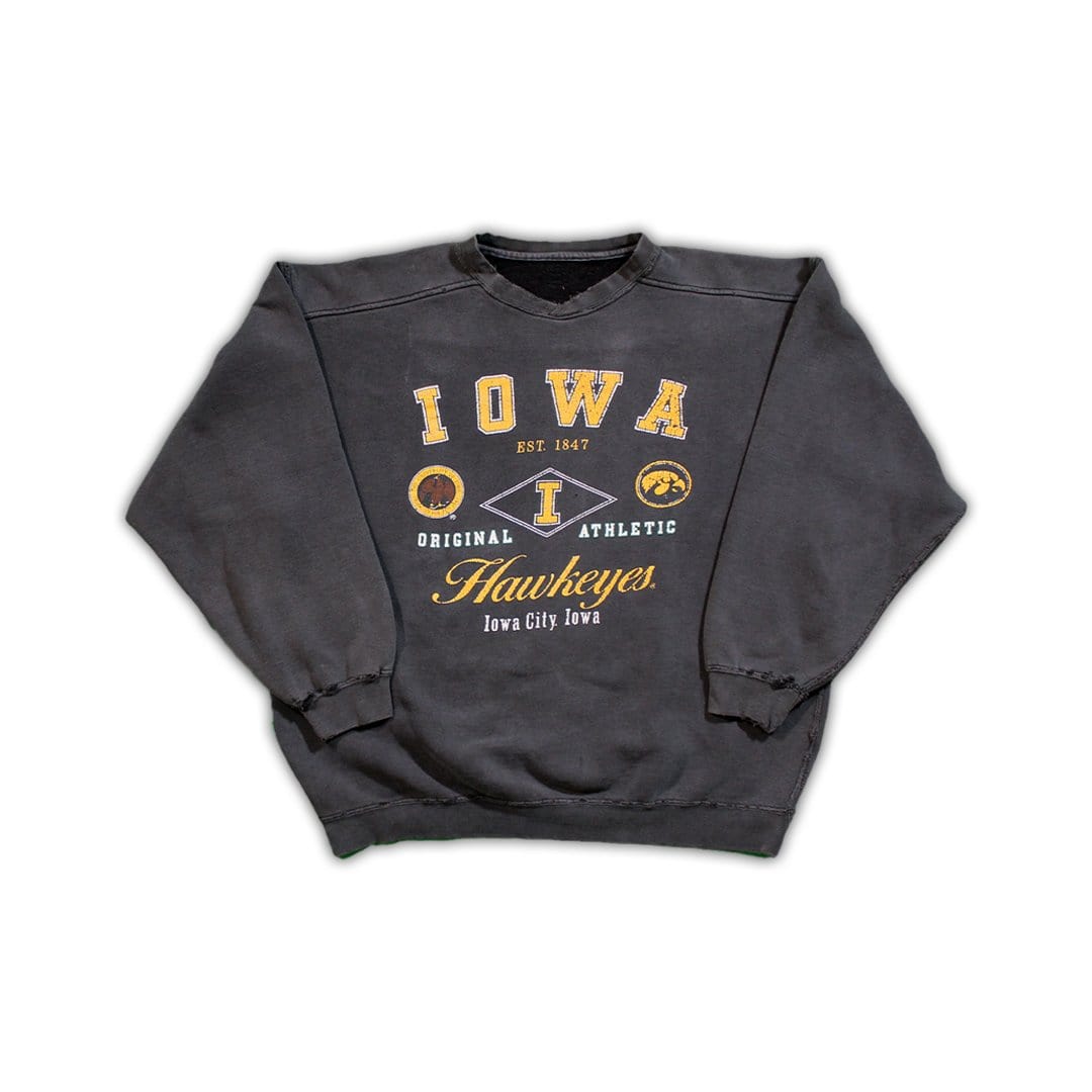 Vintage Black Iowa Hawkeyes Crewneck | Rebalance Vintage.