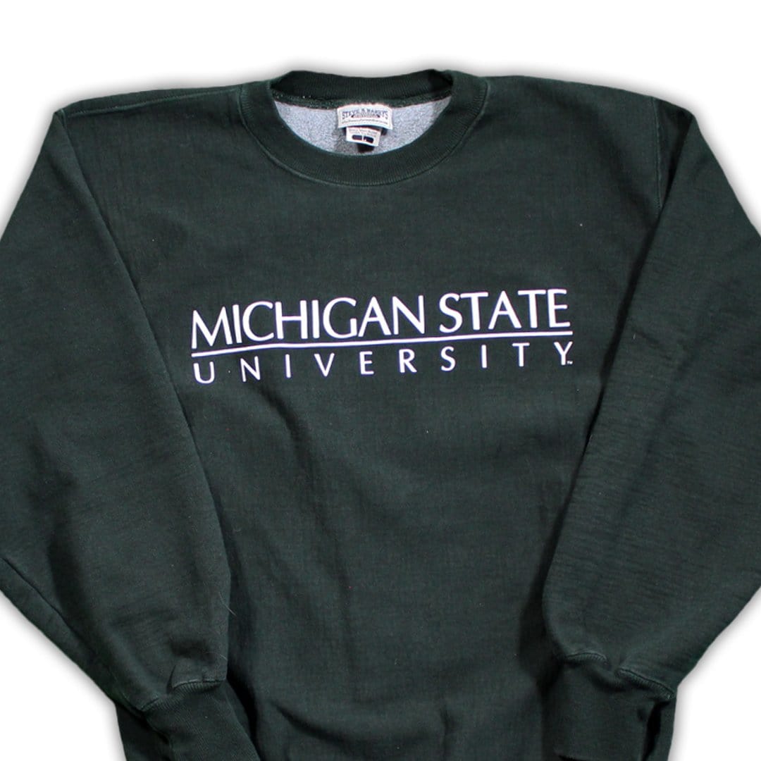 Vintage Green Michigan University Spell Out Crewneck | Rebalance Vintage.