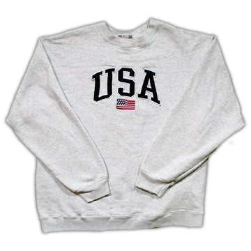 Vintage Light Grey USA Embroidered Crewneck | Rebalance Vintage.
