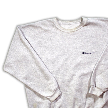 Vintage Light Grey Champion Spell Out Crewneck | Rebalance Vintage.
