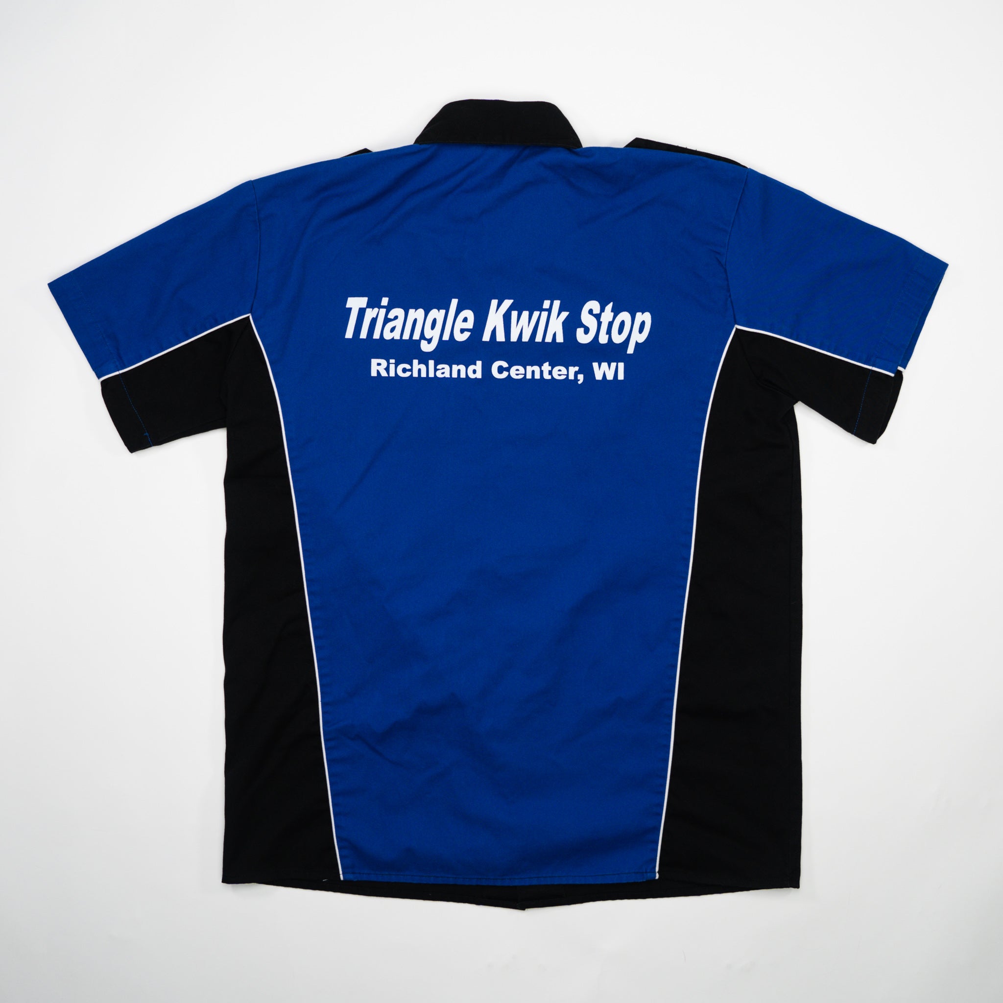 Vintage Black + Blue Triangle Kwik Stop Workwear Shirt (L)