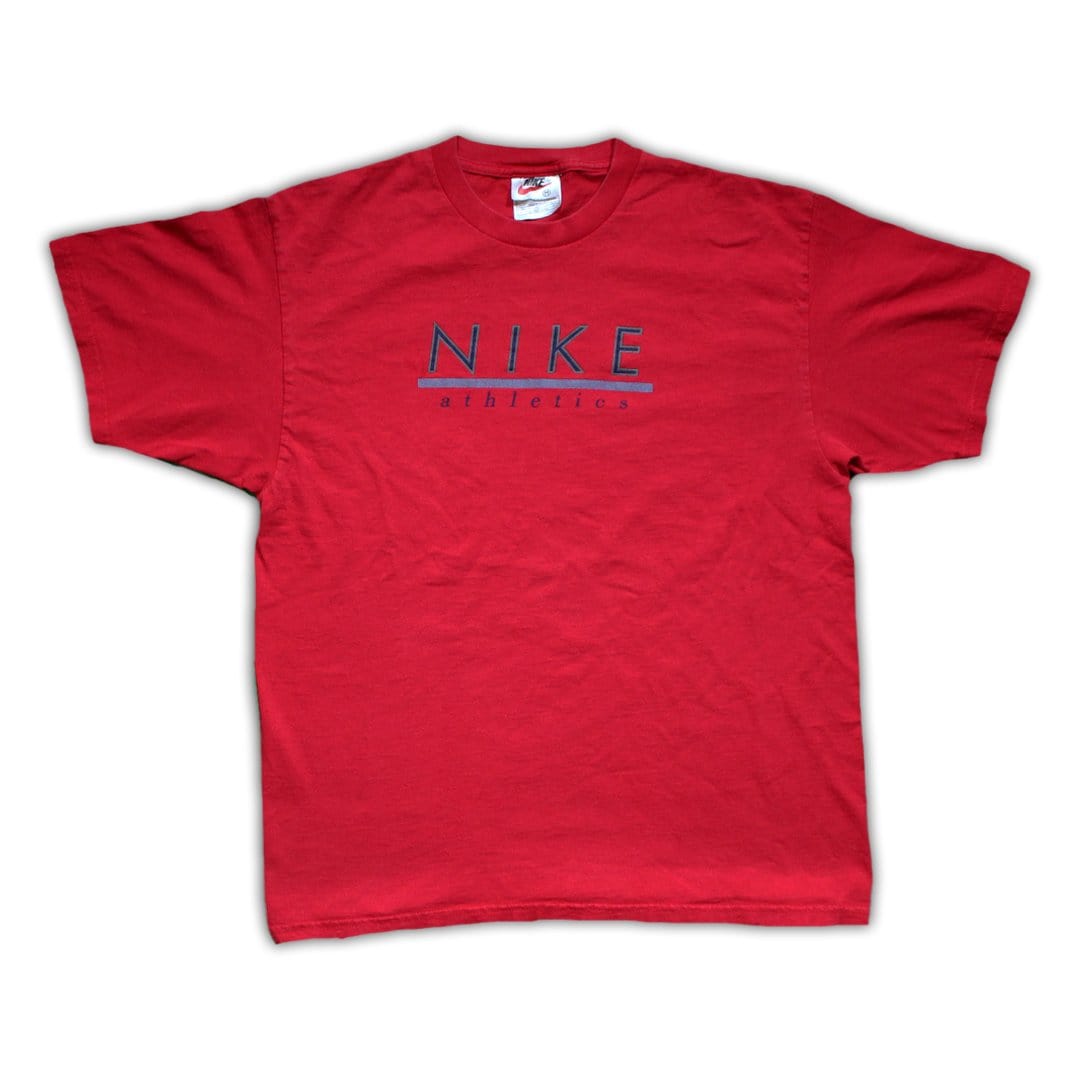 Vintage 90s Red Nike Athletics Tee (M) | Rebalance Vintage.