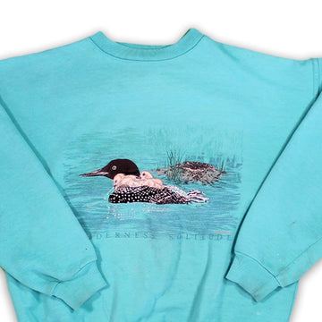 Vintage 90s Turquoise Northern Reflection Wilderness Solitude Crewneck (M) | Rebalance Vintage.