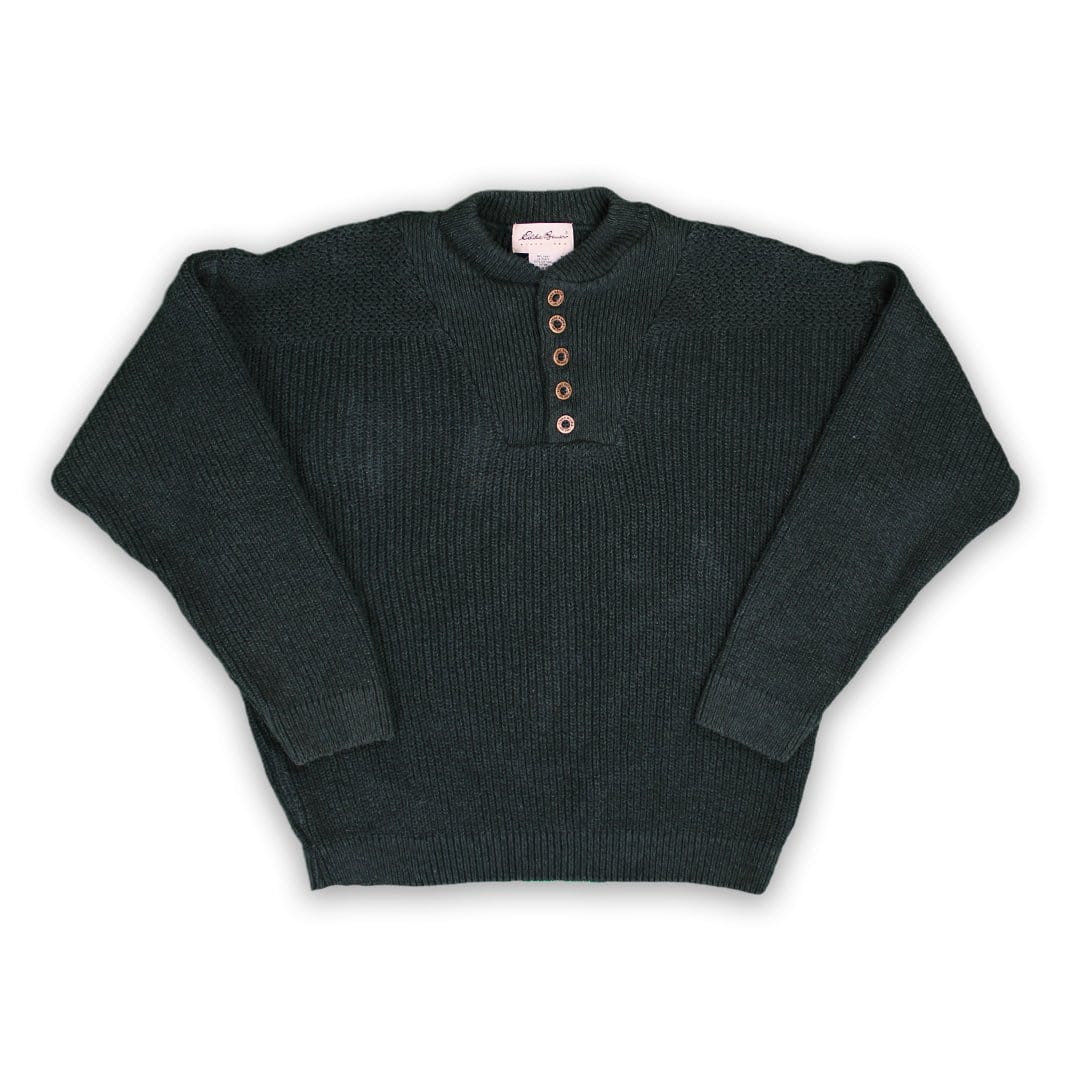 Vintage Green Eddie Bauer Knit 1/4 Button Sweater | Rebalance Vintage.