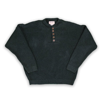 Vintage Green Eddie Bauer Knit 1/4 Button Sweater | Rebalance Vintage.