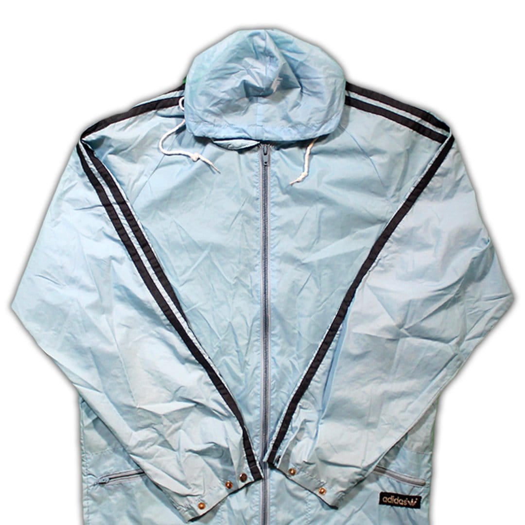 Vintage 80s Baby Blue Adidas Windbreaker (M) | Rebalance Vintage.