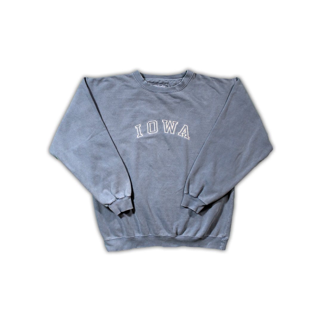 Vintage Light Blue Iowa Spell Out Crewneck | Rebalance Vintage.