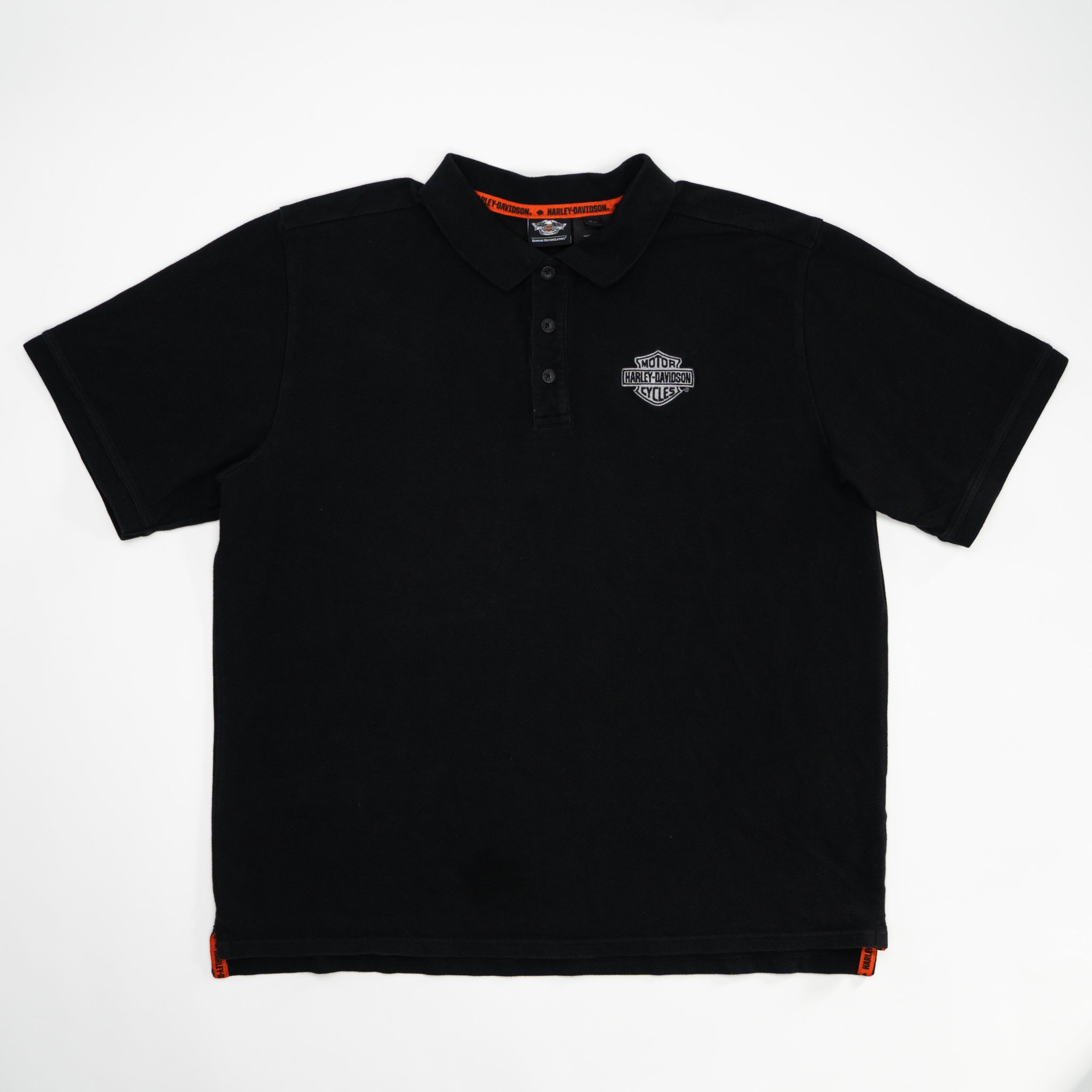 Vintage Black Harley Davdison Polo Shirt (XL) | Rebalance Vintage.