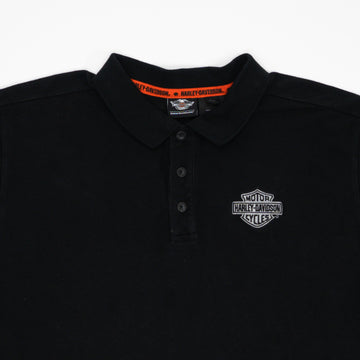 Vintage Black Harley Davdison Polo Shirt (XL) | Rebalance Vintage.