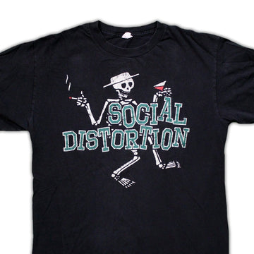 Vintage RARE Social Distortion Skeleton Martini Tee (M) | Rebalance Vintage.