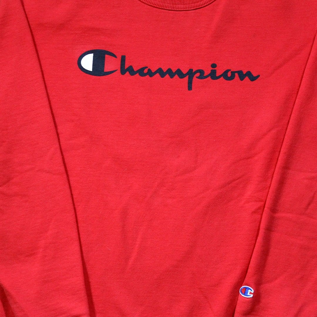 Vintage Red Champion Spell Out Crewneck | Rebalance Vintage.