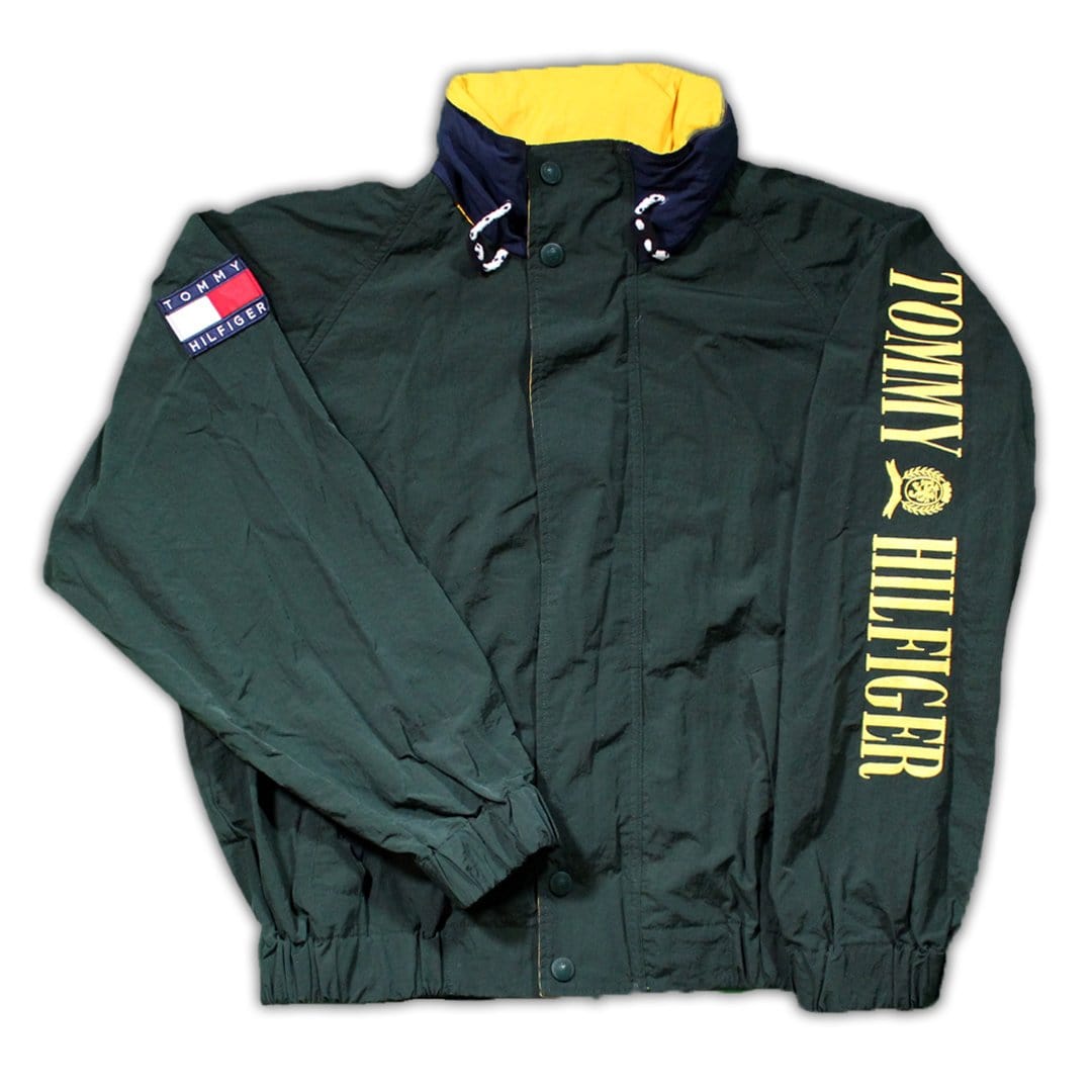 Vintage 90s Green Tommy Hilfiger Windbreaker (XL) | Rebalance Vintage.