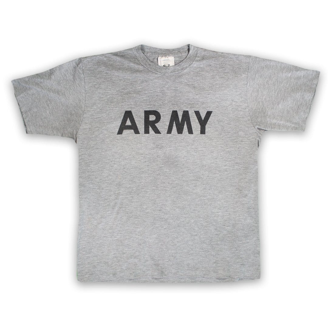Vintage Grey Army Spell Out Tee (L) | Rebalance Vintage.