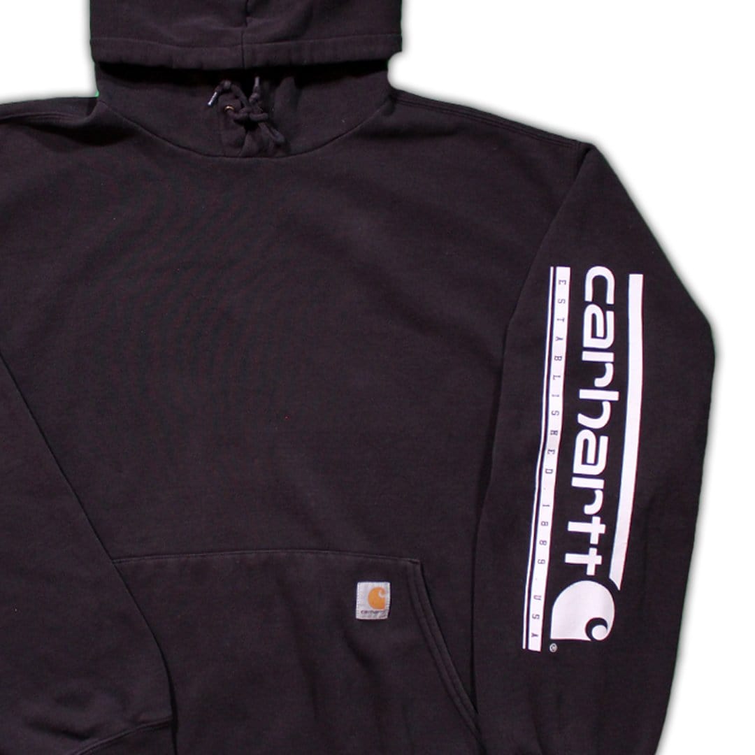 Vintage Y2K Black Carhartt Spell Out Hoodie | Rebalance Vintage.