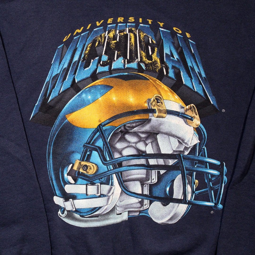 Vintage University of Michigan Football Helmet Graphic Crewneck | Rebalance Vintage.