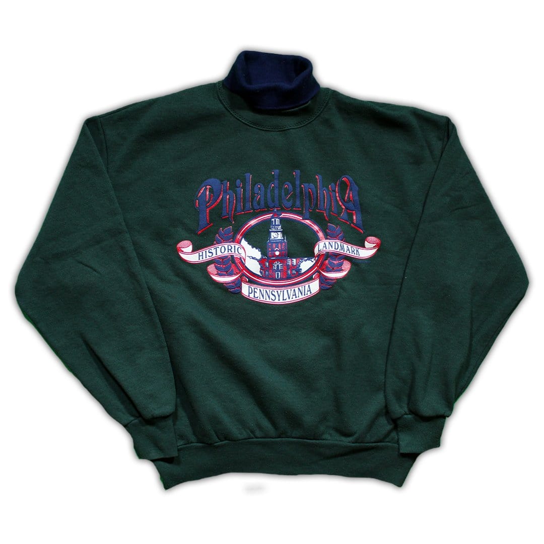 Vintage Green Philadelphia Landmark Turtle Crewneck | Rebalance Vintage.