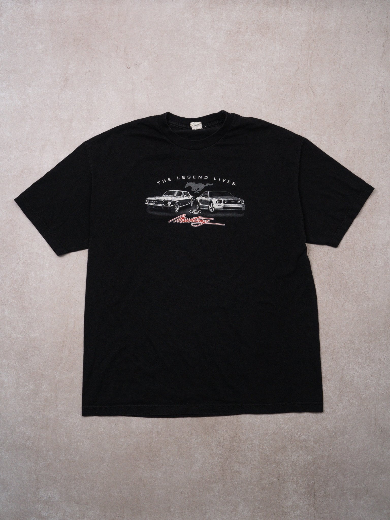 Vintage Black The Legend Lives Mustang Tee (L)