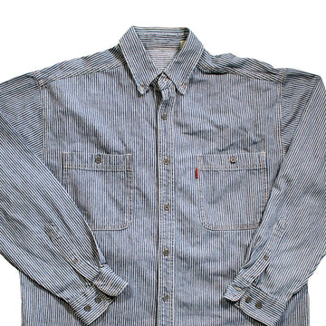 Vintage 90's Blue + White Striped Levi Button Up | Rebalance Vintage.