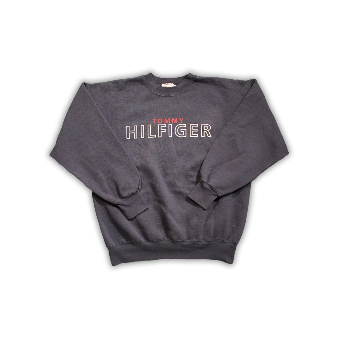 Vintage Blue Tommy Hilfiger Spell Out Crewneck | Rebalance Vintage.