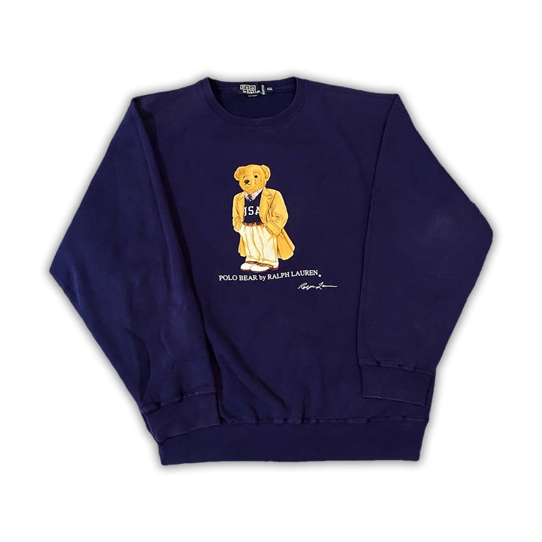 Vintage 90s Polo Bear Blue Creweneck | Rebalance Vintage.