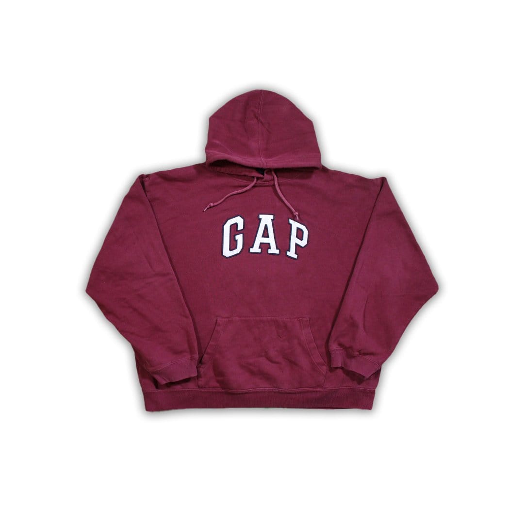 Vintage Maroon GAP Spell Out Hoodie | Rebalance Vintage.