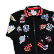 Vintage RARE All Over NBA Patch Logo Velour Zip Up