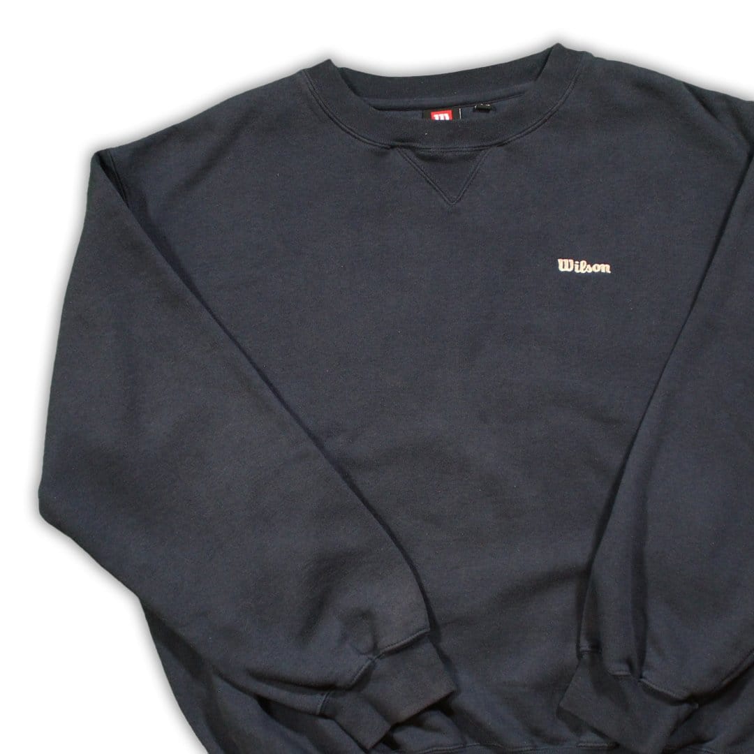 Vintage Dark Blue Wilson Spell Out Crewneck | Rebalance Vintage.